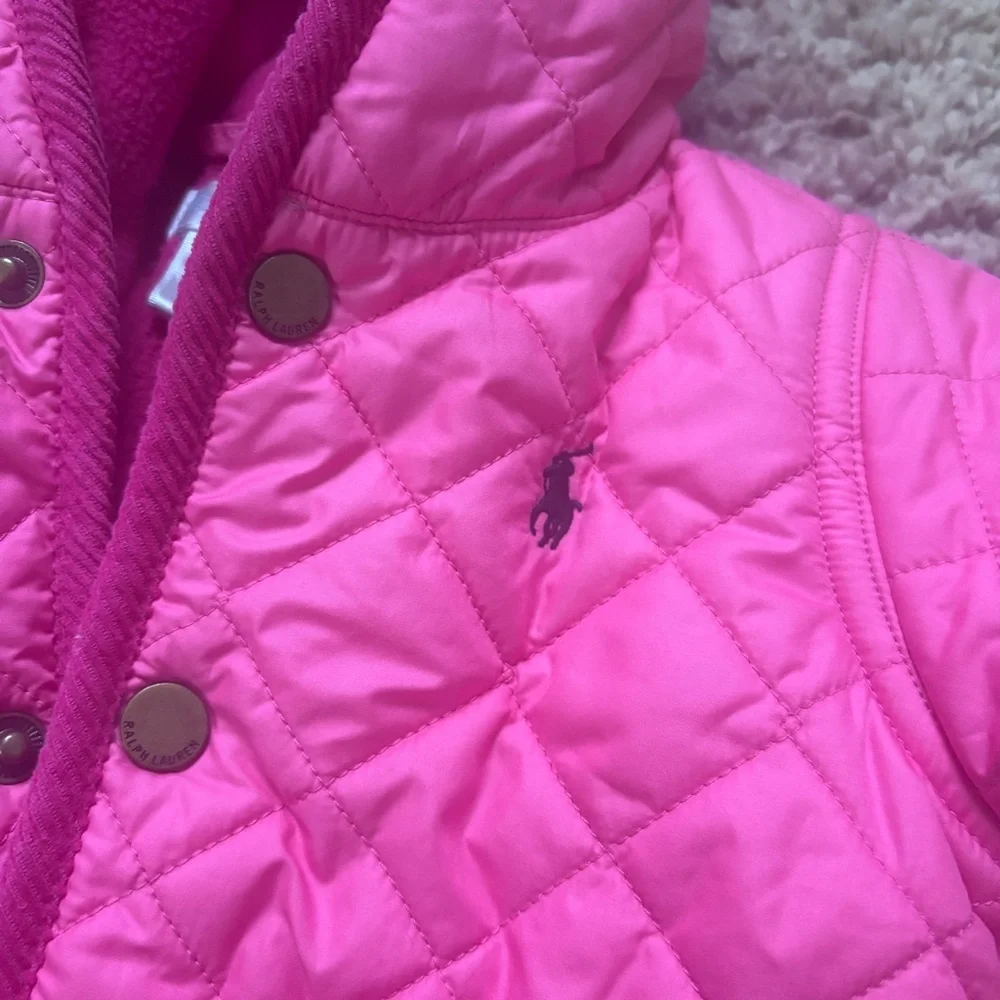 Ralph Lauren Baby Quilted Snowsuit Bunting 6M – Pink & Navy Hooded One Piece